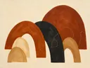 Bogen in maten in de stijl Retro Shapes, in terracotta, roestoranje en romige crème, met een diepzwart accent