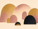 Bogen in maten in de stijl Retro Shapes, in warm oker, zachte crème en verstoft roze, met een diepzwart accent