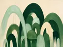 Bogen in maten in de stijl Retro Shapes, in bosgroen, mos en bleek celadon, met een zacht crèmewit accent
