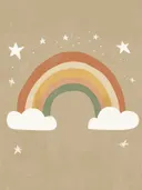 Schilderij van een regenboog met sterren in bohostijl