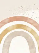 Schilderij met boho regenboog in zand- en terracottatinten