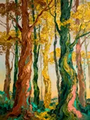 Schilderij: bomen in herfstkleuren