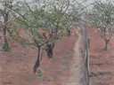 Boomgaard met bomen en bloemen in Petit Gennevilliers van Gustave Caillebotte: stilleven met bomen