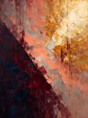 Abstract landschap in bordeaux en goud