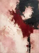 Schilderij: bordeaux en zwart op roze