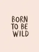 Schilderij met tekst Born to Be Wild op roze achtergrond