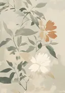 Botanisch blad met bloem, botanisch schilderij