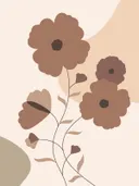 Botanische bloemenillustratie in bruin, botanisch schilderij