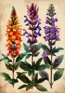 Botanische prent van bloemtakken