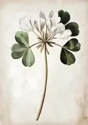Botanische illustratie van een witte klaverbloem