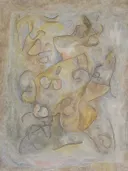 Branches in Autumn van Paul Klee: abstract met krullijnen, vormen, takken en schets, in gedempt grijs en okergeel