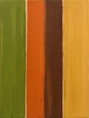 Kwastslag schilderij, brede banen in Seventies Oker