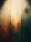 Nevel schilderij, brede banen in Rust en Teal