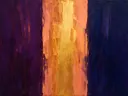 Paletmes abstract schilderij, brede banen in gouden uur