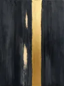 Paletmes abstract schilderij, brede banen in grafiet en goud