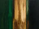 Paletmes abstract schilderij, brede banen in mos en oker