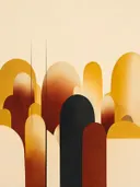 Brede bogen in de stijl Retro Shapes, in diep roest, mosterdgeel en romige crème, met een diepzwart accent