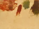 Abstract schilderij, brede halen hoog in beeld in aarde en klei