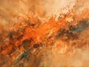 Schilderij: breed als kleurexplosie in oranje