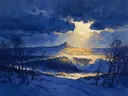 Besneeuwd heuvellandschap in de sneeuw 2, schilderij