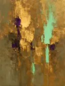 Abstract schilderij met het paletmes in brons en mint