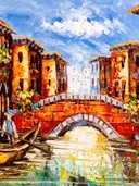 Schilderij van een brug en gondel in Venetië