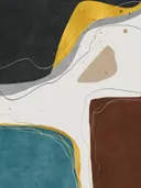 Bruin en teal in vloeiende vlakken, abstract schilderij