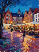 Brussel, Brussels Sablon in kleurrijk modern, schilderij van Brussel