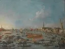Bucintoro-festen i Venedig van Francesco Guardi: stad met open water