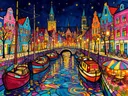 Buenos Aires, Avenida de Mayo in bonte kleuren, schilderij van Buenos Aires