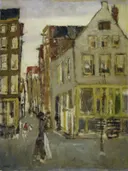Landschapsschilderij 'Buurtje in de Amsterdamse Jordaan' naar George Hendrik Breitner