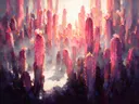 Cactus in fuchsia, schilderij van cactus tegen de lucht