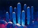 Cactus in groepjes in kobaltmagenta, schilderij van cactus aan de bosrand