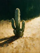 Cactus in ivoor, schilderij van cactus op de helling