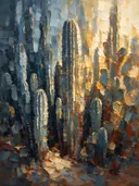 Cactus in leisteen, schilderij van cactus van dichtbij