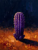 Cactus in paarsoranje, schilderij van cactus