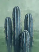 Cactus van dichtbij in leisteen, schilderij van cactus van dichtbij