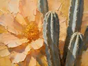 Cactus van dichtbij in perzik, schilderij van cactus van dichtbij