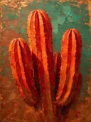 Cactus van dichtbij in vuur, schilderij van cactus van dichtbij