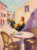 Cafétafel van dichtbij tegen een muur in warm de schaduw, schilderij van cafétafel van dichtbij tegen een muur