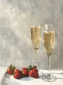 Stilleven met champagneglazen en aardbeien