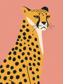 Schilderij van een cheetah portret op roze achtergrond