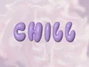 Paarse 3D bubble-letters met de tekst chill op marmeren achtergrond