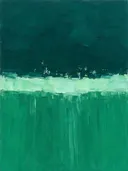 Abstract landschap in cipresgroen en mint