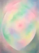 Nevel schilderij, cirkel aan de rand in Snoepjes Pastel