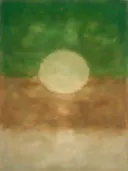 Kleurvelden schilderij, cirkel in aardetinten