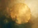 Cirkel in amberglans, kleurvelden schilderij, cirkel
