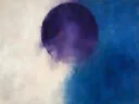 Cirkel in diep kobalt en violet, kleurvelden schilderij, cirkel