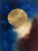 Cirkel in diep royal blauw, kleurvelden schilderij, cirkel