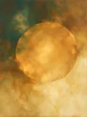 Cirkel in donker amberglans, kleurvelden schilderij, cirkel